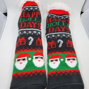Holiday Santa Slipper Socks- Like New!